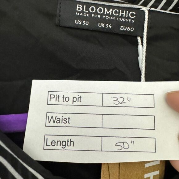 Bloomchic Striped Knot Neck Midi Dress Black - Picture 8 of 8